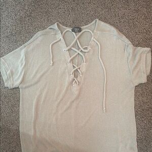 Vici Green Tie Front Relaxed Shirt